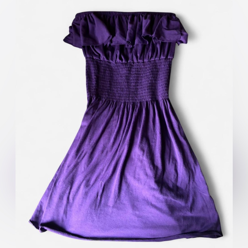 Vintage Feathers Purple Off The Shoulder Dress/Coverup